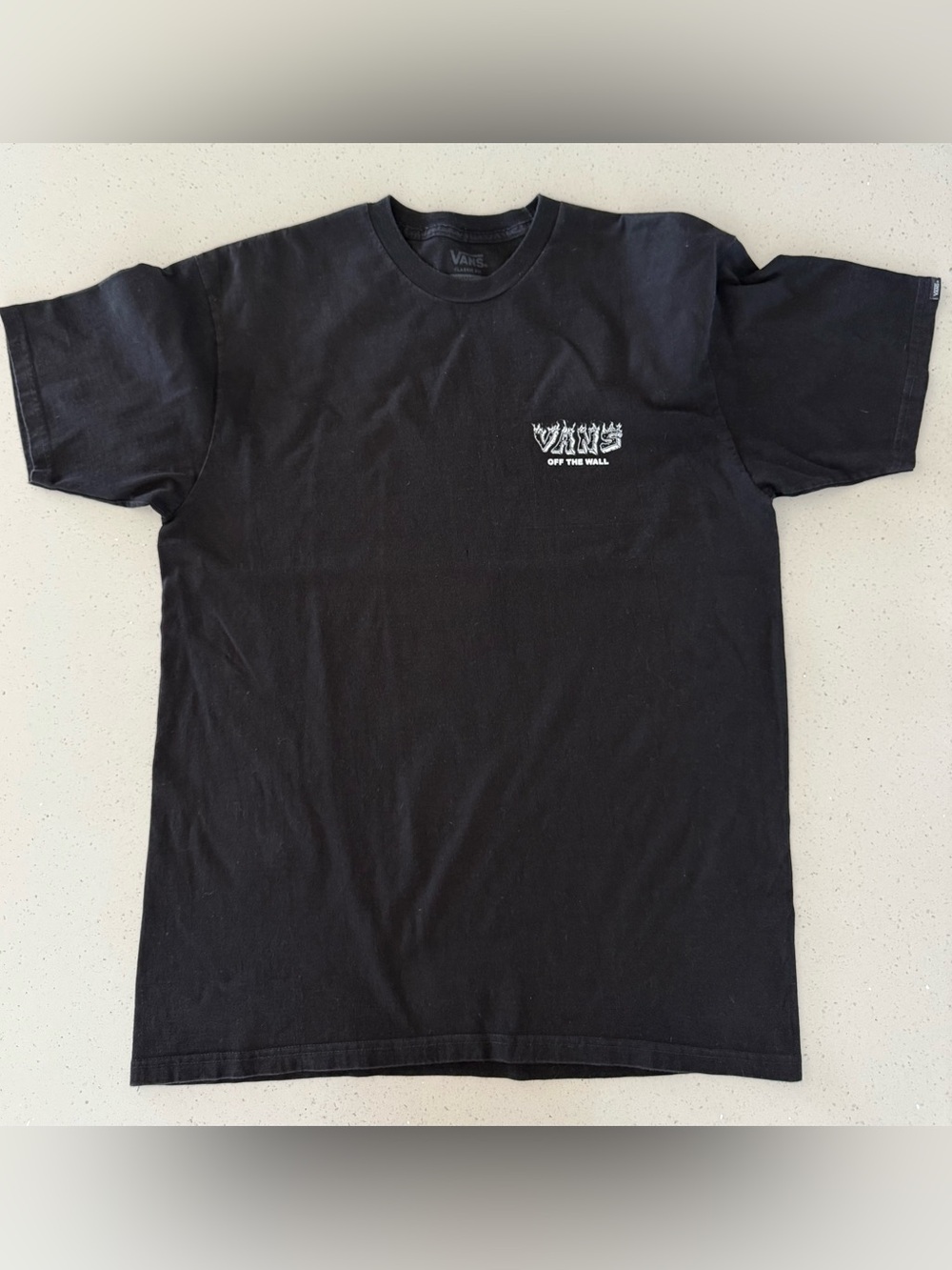 Vans Black Short Sleeve Tee with White Chest Logo